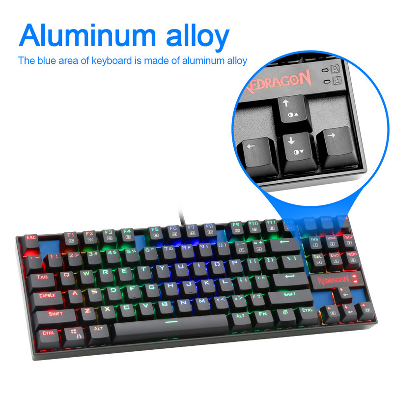 REDRAGON KUMARA K552 RGB USB mechanikus játékbillentyűzet kék piros kapcsoló barkács LED háttérvilágítású 87 billentyű számítógépes PC-játékoshoz