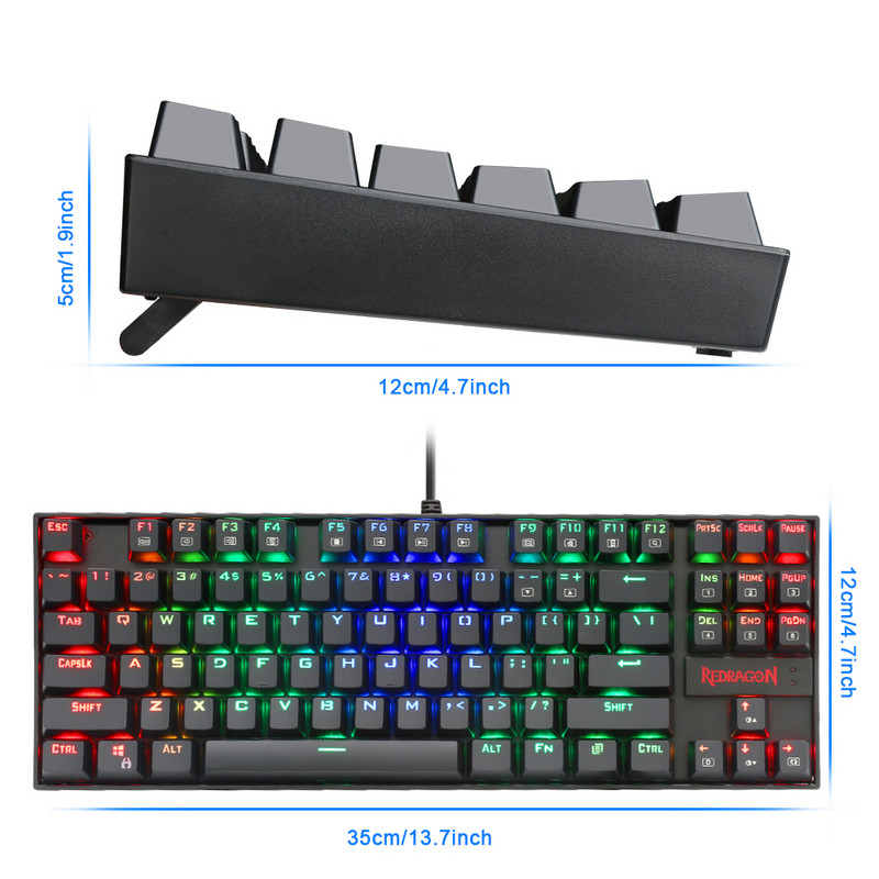 REDRAGON KUMARA K552 RGB USB mechanikus játékbillentyűzet kék piros kapcsoló barkács LED háttérvilágítású 87 billentyű számítógépes PC-játékoshoz