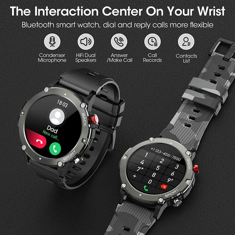 Smart Watch Men Bluetooth Call Smartwatch 2022 IP68 Waterproof Health Monitor 360 HD 15 Days Standby Watch For Men LF26 Max