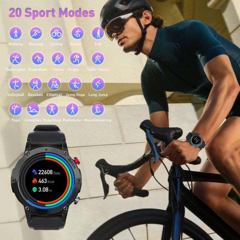 Smart Watch Men Bluetooth Call Smartwatch 2022 IP68 Waterproof Health Monitor 360 HD 15 Days Standby Watch For Men LF26 Max