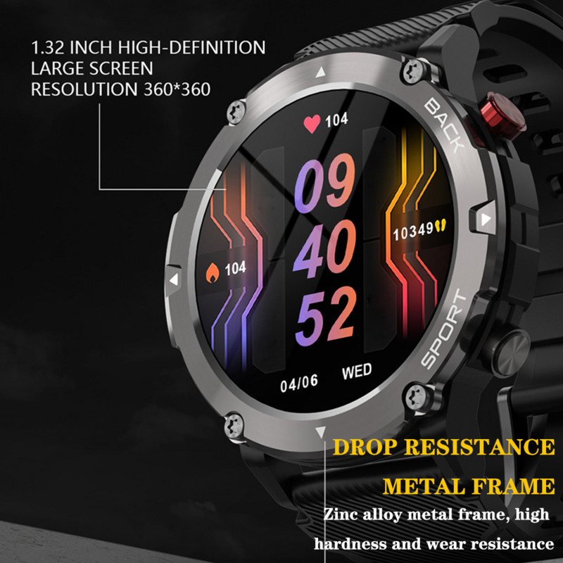 Smart Watch Men Bluetooth Call Smartwatch 2022 IP68 Waterproof Health Monitor 360 HD 15 Days Standby Watch For Men LF26 Max
