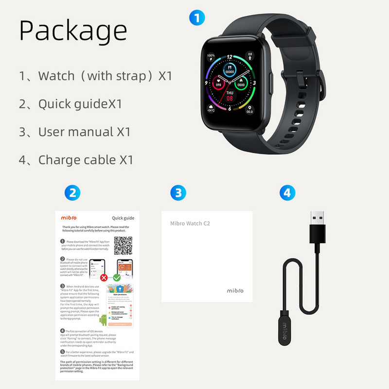 Mibro C2 okosóra 1,69" HD képernyős karóra 24 órás pulzusfigyelő 20 sportolási mód 2ATM vízálló okosóra férfiaknak, nőknek
