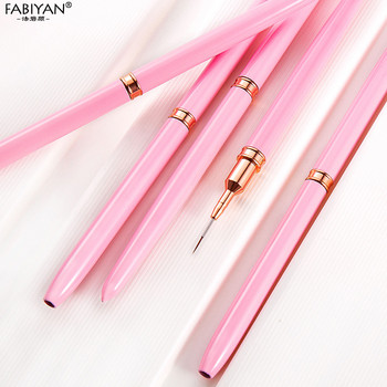 Pink Metal 7/9/11/15/20mm Nail Art Brushes UV Gel Painting Flower Pen Nail Liner Brush Εργαλεία μανικιούρ