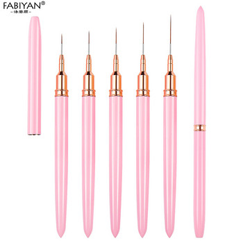Pink Metal 7/9/11/15/20mm Nail Art Brushes UV Gel Painting Flower Pen Nail Liner Brush Εργαλεία μανικιούρ