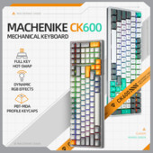 Machenike CK600 mehāniskā tastatūra 100 taustiņu karstās maiņas RGB trīsrežīmu CSA profila PBT tastatūras bezvadu tastatūra operētājsistēmai Mac/Windows
