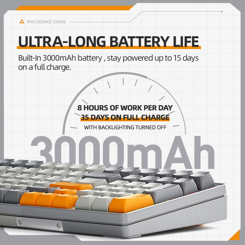 Machenike CK600 mehāniskā tastatūra 100 taustiņu karstās maiņas RGB trīsrežīmu CSA profila PBT tastatūras bezvadu tastatūra operētājsistēmai Mac/Windows