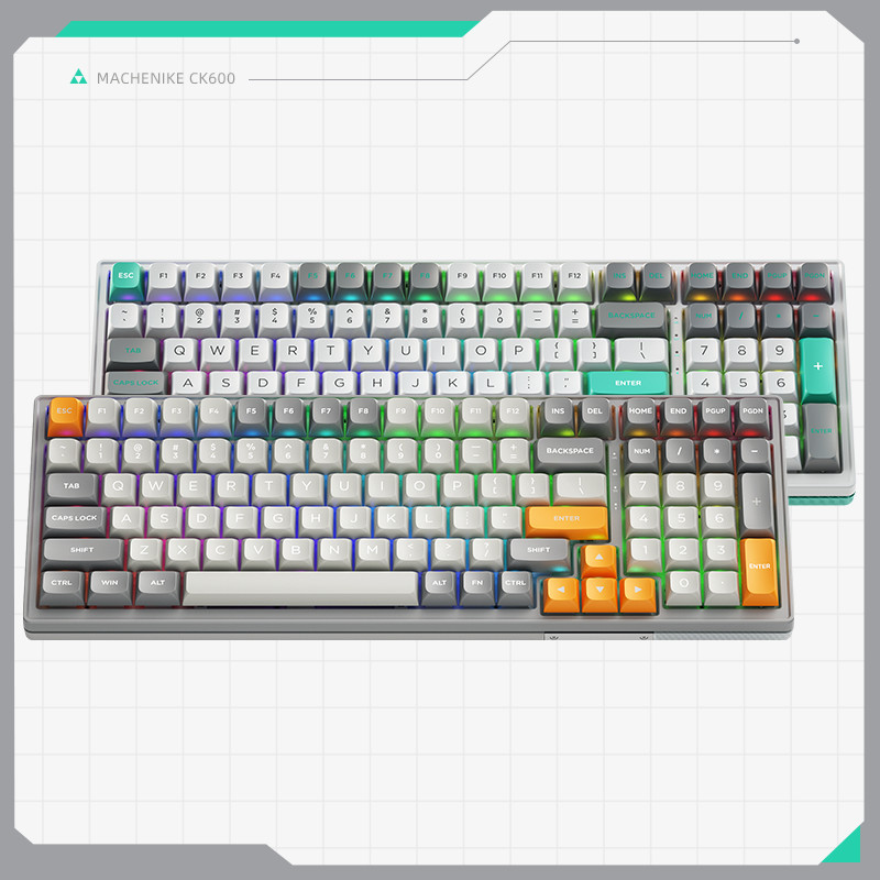 Machenike CK600 mehāniskā tastatūra 100 taustiņu karstās maiņas RGB trīsrežīmu CSA profila PBT tastatūras bezvadu tastatūra operētājsistēmai Mac/Windows