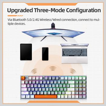 Механична клавиатура Machenike K500/W с възможност за гореща смяна на 94 клавиша Кабелна безжична клавиатура за игри с RGB подсветка за Mac Windows