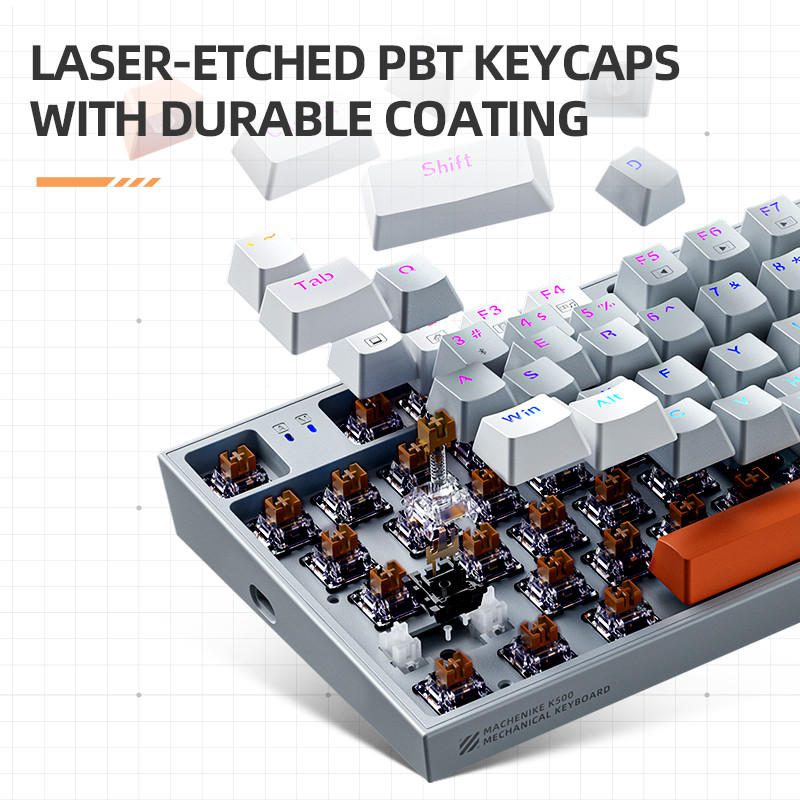 Machenike KM500 mehāniskā tastatūra spēļu pele Combo vadu karsti maināma RGB aizmugurgaismota spēļu tastatūra 3200DPI pele spēlētājiem