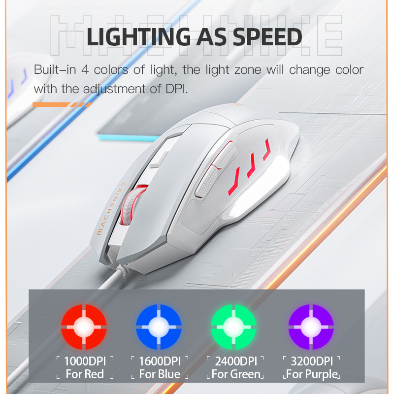 Machenike KM500 mehāniskā tastatūra spēļu pele Combo vadu karsti maināma RGB aizmugurgaismota spēļu tastatūra 3200DPI pele spēlētājiem