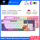 Machenike K600 Mehanička tipkovnica 100 tipki Gaming tipkovnica Hot Swappable Kailh BOX Switch RGB Bluetooth bežična tipkovnica