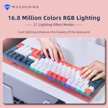 Механична клавиатура Machenike K600 100 клавиша Геймърска клавиатура с възможност за гореща смяна Kailh BOX Switch RGB Bluetooth безжична клавиатура