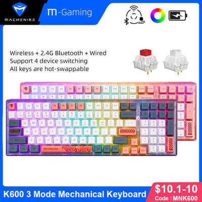 Machenike K600 mechaninė klaviatūra 100 klavišų žaidimų klaviatūra, karštai keičiama Kailh BOX jungiklis RGB Bluetooth belaidė klaviatūra