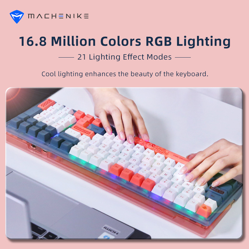Machenike K600 Mehanička tipkovnica 100 tipki Gaming tipkovnica Hot Swappable Kailh BOX Switch RGB Bluetooth bežična tipkovnica