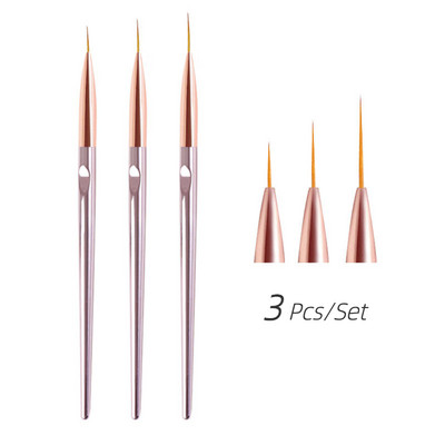 3 бр./компл. акрилна френска ивица Nail Art Line Painting Pen 3D накрайници Маникюр Slim Line Рисуваща писалка UV гел четки Инструменти за рисуване