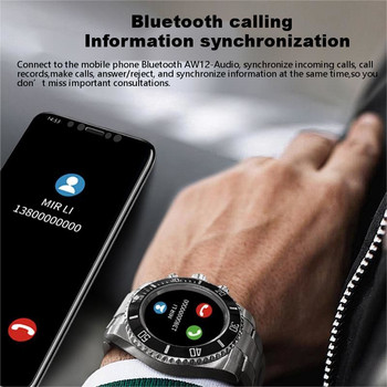 AW12 Смарт часовник Мъжки Bluetooth дисплей за съобщения за повикване Персонализиран циферблат Сърдечен ритъм Кръвно налягане Спортен LED светещ смарт часовник AW13