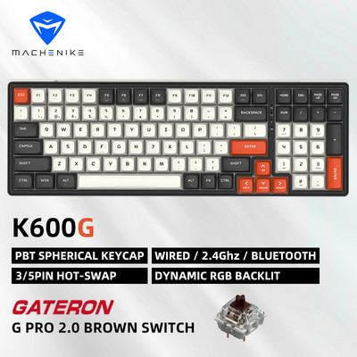 Machenike K600 vezeték nélküli mechanikus billentyűzet 100 billentyűs Bluetooth játék billentyűzet Vezetékes háttérvilágítású billentyűzet Mac Windows rendszerhez