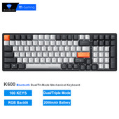 Tastatură mecanică fără fir Machenike K600, 100 de taste, 2/3 mod Bluetooth, tastatură RGB cu fir pentru jocuri cu fir, permută la cald, pentru PC, laptop