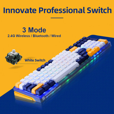 Tastatură mecanică fără fir Machenike K600, 100 de taste, 2/3 mod Bluetooth, tastatură RGB cu fir pentru jocuri cu fir, permută la cald, pentru PC, laptop