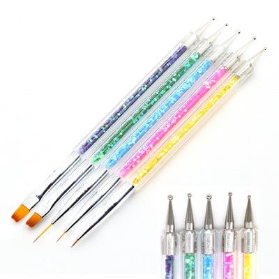 5 buc./set Nails Art Dotting Pen Perie acrilic pentru desen Liner Strass Gems Picker UV Gel Pictura Manichiura Accesorii Instrumente