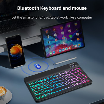 Безжична клавиатура за Ipad Bluetooth клавиатура Wirelesss Backlit Mini Rechargeable Keyboard In Russian For Tablet Ipad Pro Phone
