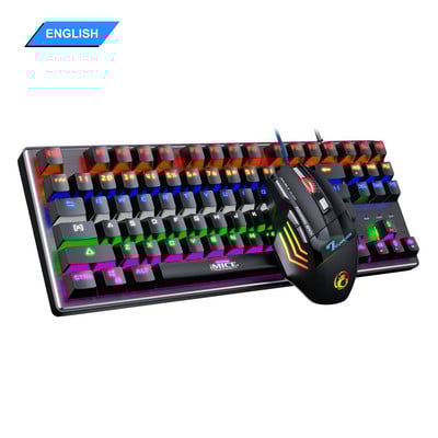 Mehaaniline klaviatuur RGB mängija klaviatuur ja hiir USB vene taustavalgustusega juhtmega mänguklaviatuuri komplekt 87/104 klahvistikud arvutiarvuti jaoks