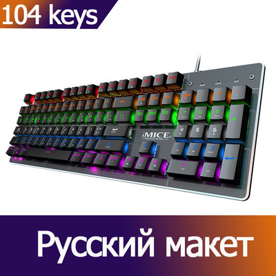 Gaming billentyűzet Mechanikus billentyűzet Játékos háttérvilágítással USB RGB 87/104 billentyűzettel Vezetékes Ergonomikus orosz billentyűzet PC számítógéphez