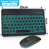Mini LED Bluetooth tipkovnica i miš RGB bežična tipkovnica s pozadinskim osvjetljenjem miša Russain tipkovnica za ipad Tablet Telefon Laptop