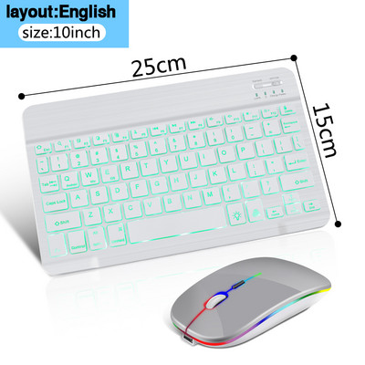 Mini LED Bluetooth tipkovnica i miš RGB bežična tipkovnica s pozadinskim osvjetljenjem miša Russain tipkovnica za ipad Tablet Telefon Laptop