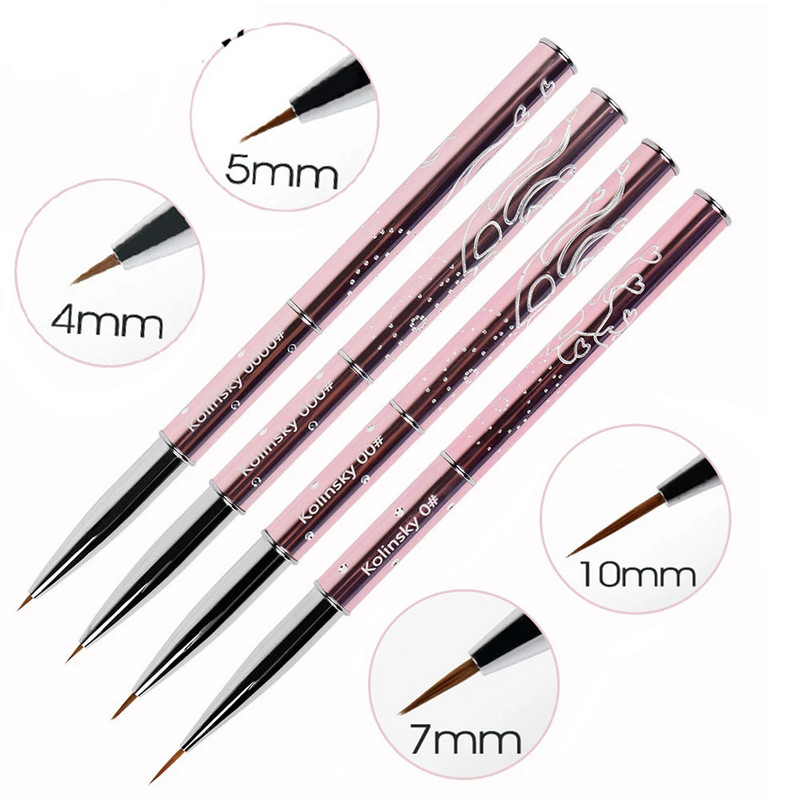 BQAN 4/5/7/10mm Pure Sable Kolinsky Brush Nail Art Liner Brush Festés Ecset Köröm Rajz Ecset Festés Virág Toll Manikűr