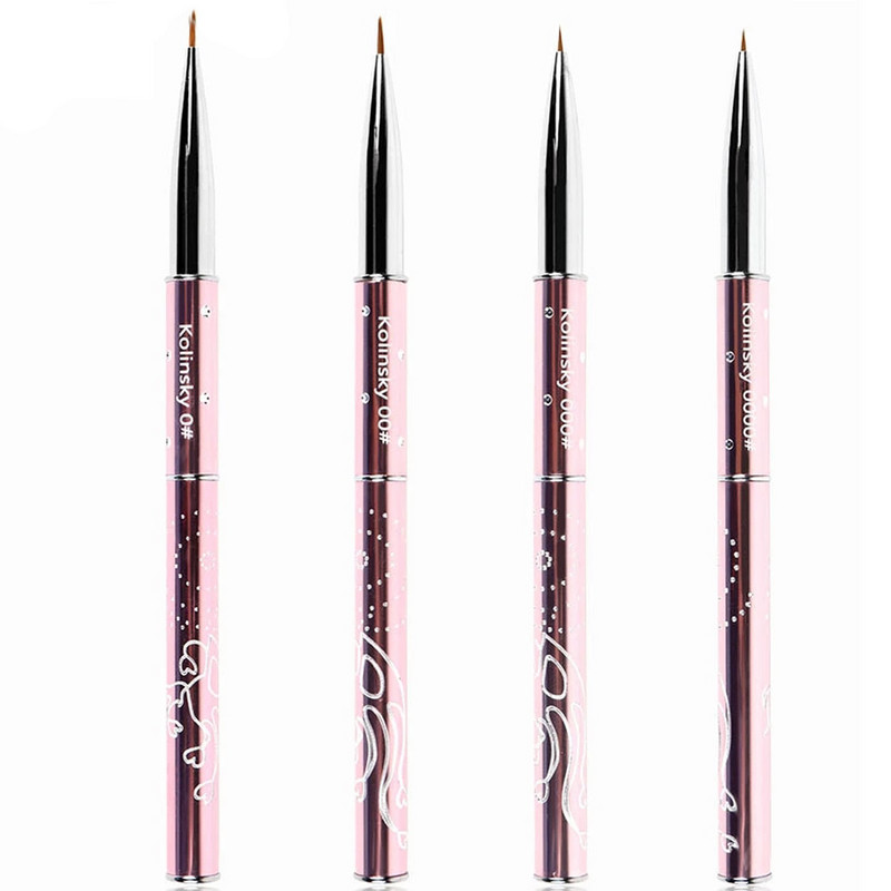 BQAN 4/5/7/10mm Pure Sable Kolinsky Brush Nail Art Liner Brush Festés Ecset Köröm Rajz Ecset Festés Virág Toll Manikűr
