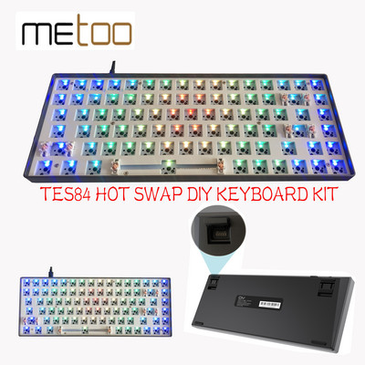 METOO TES84 Hotswap персонализирана механична клавиатура Комплект RGB превключвател с подсветка, светодиоди, гнездо за гореща смяна, мощен софтуер, кабелен тип-c