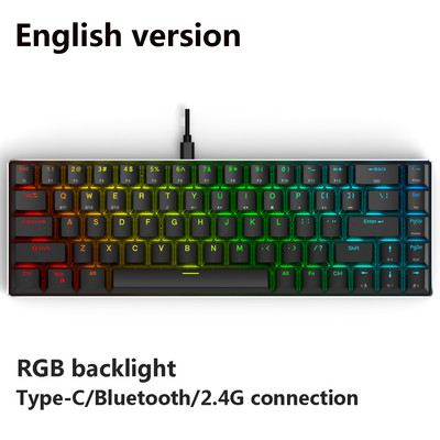 Mini prenosná mechanická klávesnica s RGB podsvietením 2,4 GHz bezdrôtová/Bluetooth herná klávesnica s káblom typu C/USB pre tablety a mobilné zariadenia