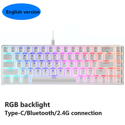 Mini prenosná mechanická klávesnica s RGB podsvietením 2,4 GHz bezdrôtová/Bluetooth herná klávesnica s káblom typu C/USB pre tablety a mobilné zariadenia