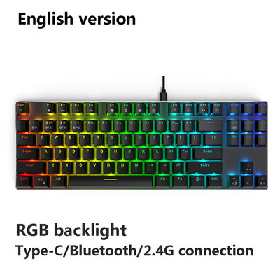 Mini prenosná mechanická klávesnica s RGB podsvietením 2,4 GHz bezdrôtová/Bluetooth herná klávesnica s káblom typu C/USB pre tablety a mobilné zariadenia