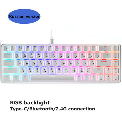 Mini prenosná mechanická klávesnica s RGB podsvietením 2,4 GHz bezdrôtová/Bluetooth herná klávesnica s káblom typu C/USB pre tablety a mobilné zariadenia