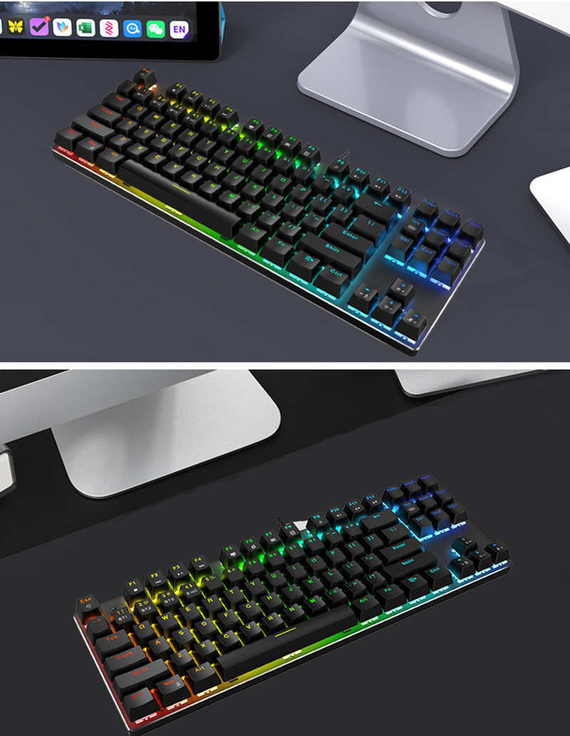 Mini prenosná mechanická klávesnica s RGB podsvietením 2,4 GHz bezdrôtová/Bluetooth herná klávesnica s káblom typu C/USB pre tablety a mobilné zariadenia