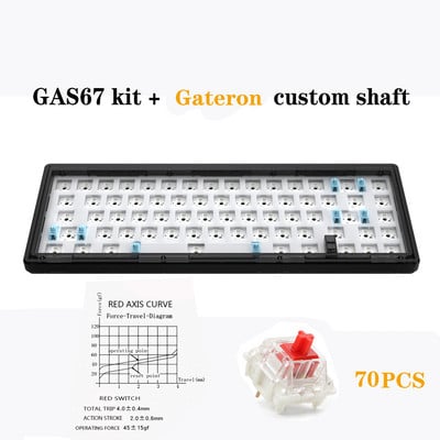 Sada mechanickej klávesnice GAS67 s možnosťou výmeny za tepla, káblová klávesnica s RGB tesnením typu C, kompatibilná s 3/5 pinmi pre Cherry Gateron