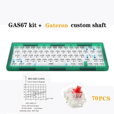 Sada mechanickej klávesnice GAS67 s možnosťou výmeny za tepla, káblová klávesnica s RGB tesnením typu C, kompatibilná s 3/5 pinmi pre Cherry Gateron