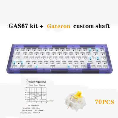 Sada mechanickej klávesnice GAS67 s možnosťou výmeny za tepla, káblová klávesnica s RGB tesnením typu C, kompatibilná s 3/5 pinmi pre Cherry Gateron