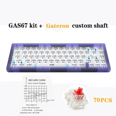 Sada mechanickej klávesnice GAS67 s možnosťou výmeny za tepla, káblová klávesnica s RGB tesnením typu C, kompatibilná s 3/5 pinmi pre Cherry Gateron