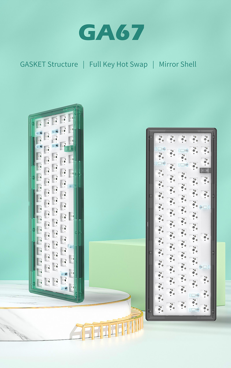 Sada mechanickej klávesnice GAS67 s možnosťou výmeny za tepla, káblová klávesnica s RGB tesnením typu C, kompatibilná s 3/5 pinmi pre Cherry Gateron