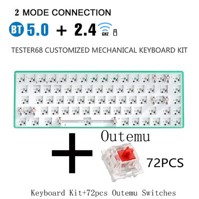 Kit DIY tastatură mecanică METOO Hot Swap TESTER TWO Mode Bluetooth 2,4 Ghz Mute Bumbac Compatibil Cherry MX 3/5 Pini Comutatoare