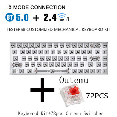 Kit DIY tastatură mecanică METOO Hot Swap TESTER TWO Mode Bluetooth 2,4 Ghz Mute Bumbac Compatibil Cherry MX 3/5 Pini Comutatoare