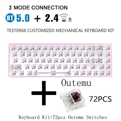 Kit DIY tastatură mecanică METOO Hot Swap TESTER TWO Mode Bluetooth 2,4 Ghz Mute Bumbac Compatibil Cherry MX 3/5 Pini Comutatoare