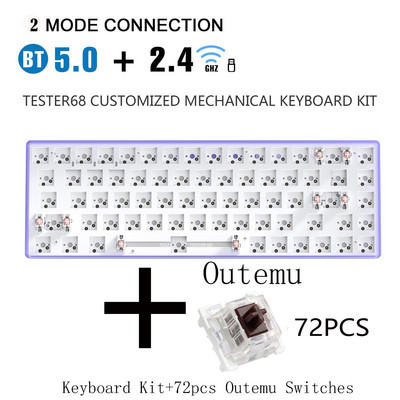 Kit DIY tastatură mecanică METOO Hot Swap TESTER TWO Mode Bluetooth 2,4 Ghz Mute Bumbac Compatibil Cherry MX 3/5 Pini Comutatoare