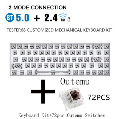 Kit DIY tastatură mecanică METOO Hot Swap TESTER TWO Mode Bluetooth 2,4 Ghz Mute Bumbac Compatibil Cherry MX 3/5 Pini Comutatoare