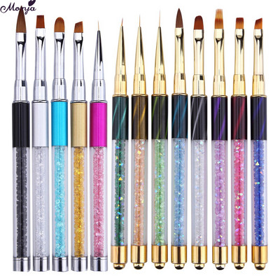 Monja Nail Art Rhinestone Rokturis Akrila Polija UV Gēla Pulvera Pagarināšana Carving Building Line Stripe Painting Ota Manikīra rīki