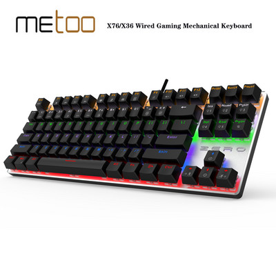 METOO Gaming Tastatură mecanică cu fir 87/104 taste Tastatură pentru jocuri mici Iluminare din spate LED pentru Gamer Laptop PC Computer