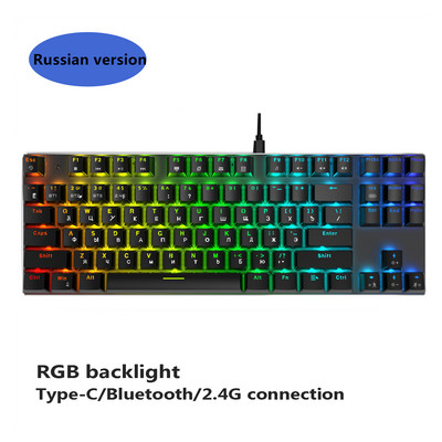 Metoo Bluetooth mechanikus billentyűzet táblagéphez iPad telefon Vezeték nélküli 2.4G 3 üzemmódú billentyűzet RGB háttérvilágítás USB vezetékes Teclado